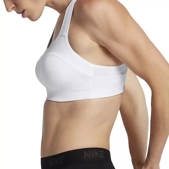 Nike Dri-Fit Alpha padded adjustable racerback running sports bra white black XS - Picture 3 of 9